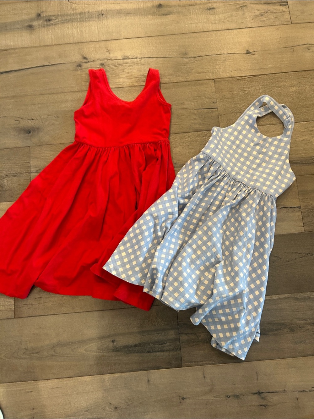 Red Sleeveless Dress & Blue Gingham Halter Dress - Two Piece Set Alice and Ames